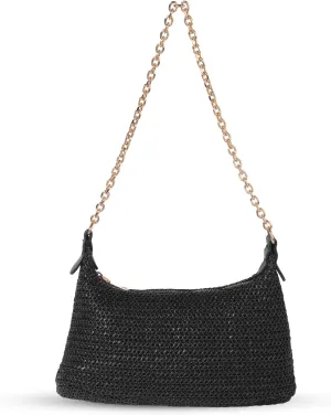Handwoven Straw Beach Bag for Women - Lightweight Summer Tote Shoulder Purse for Vacation & Travel