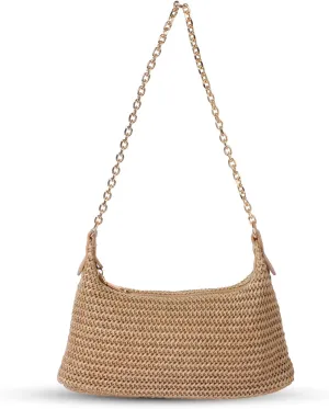 Handwoven Straw Beach Bag for Women - Lightweight Summer Tote Shoulder Purse for Vacation & Travel