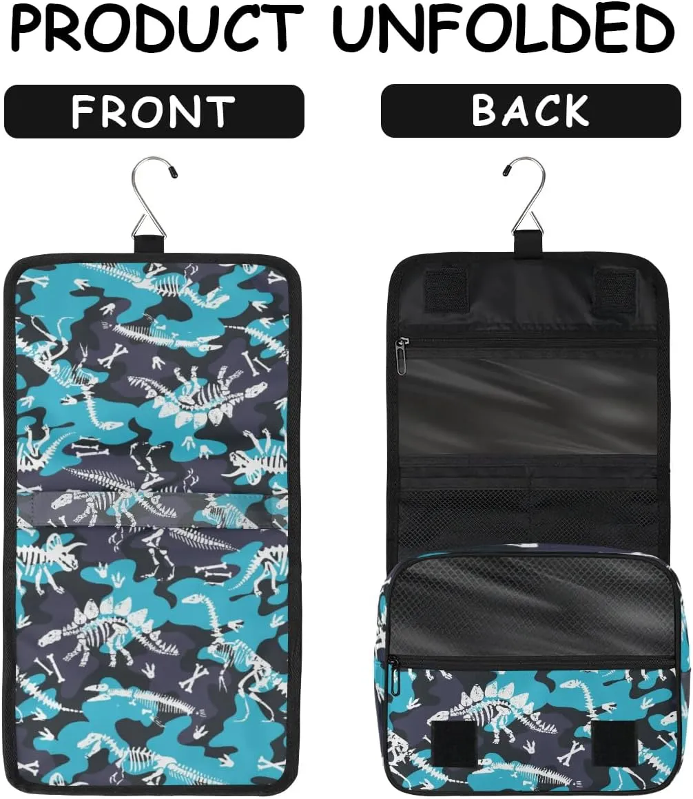 Hanging Toiletry Bag for Men Boys,Camo Camouflage Travel Cosmetic Makeup Bag Travel Organizer,Dinosaur Waterproof Travel Bag for Toiletries Accessories,Travel Essentials for Woman