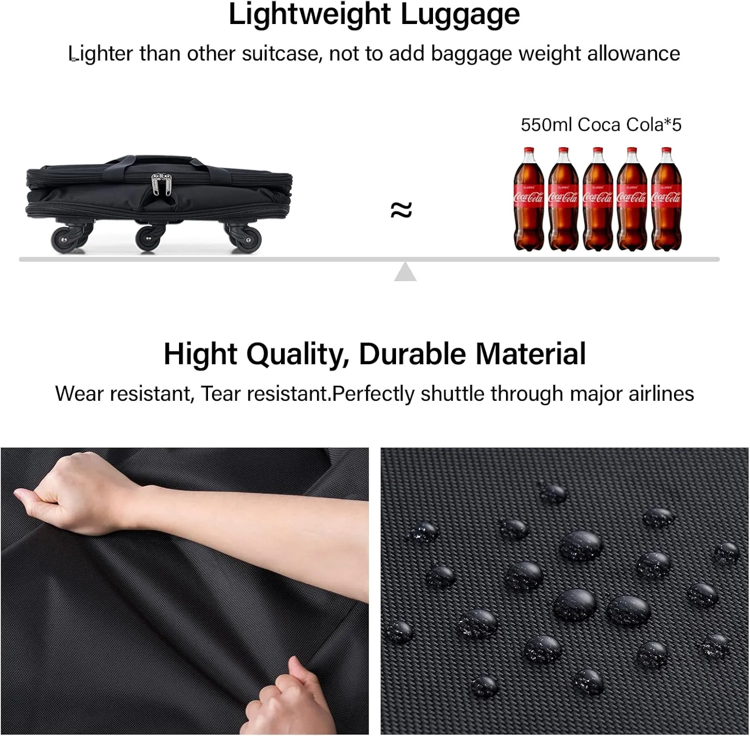 Hanke Expandable Collapsible Luggage with Wheels Suitcase Luggage Rolling Travel Bag Duffel Garment Tote Bag for Men Women Lightweight Suitcase Large Capacity Luggage with Spinner Wheel (Black)