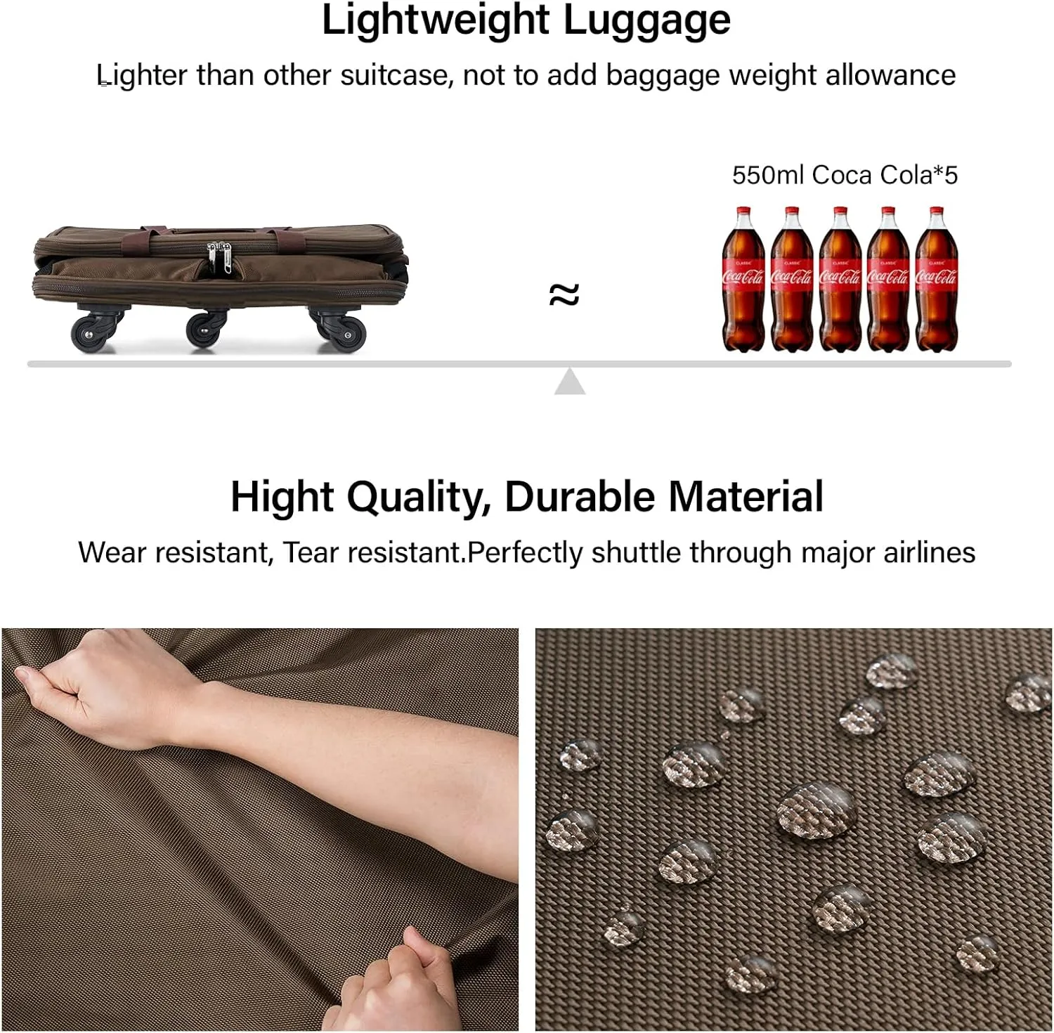 Hanke Expandable Collapsible Luggage with Wheels Suitcase Luggage Rolling Travel Bag Duffel Garment Tote Bag for Men Women Lightweight Suitcase Large Capacity Luggage with Spinner Wheel (Coffee)