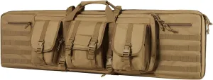 Happybuy 36-Inch Double Rifle Bag, Tactical Soft Case with Lockable Zipper, Portable Handle & Shoulder Strap, 3 Large Storage Pockets for Two 34" Rifles & 2 Pistols, Brown