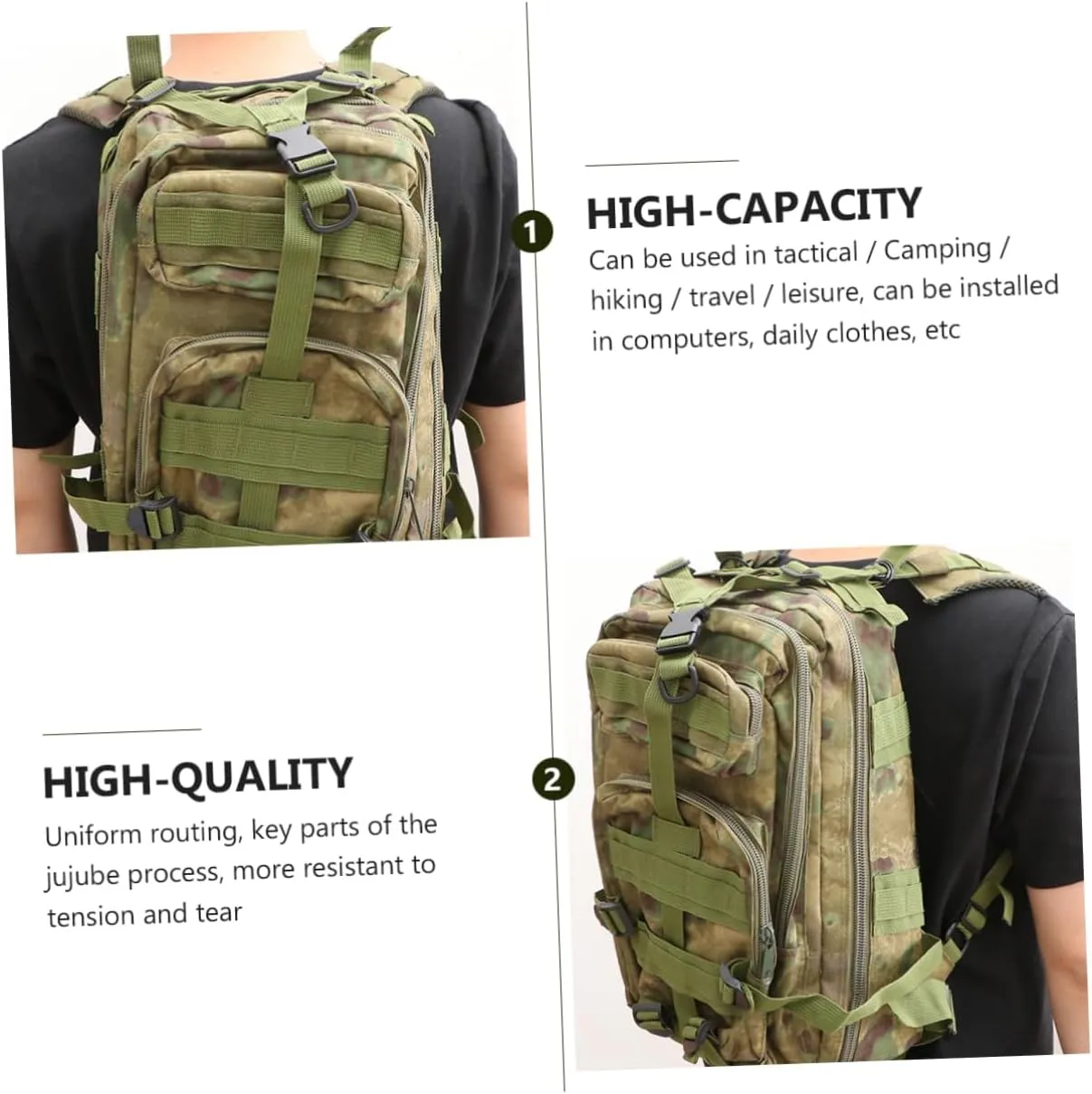 Happyyami Camouflage Backpack for Men Loveook Backpck Backpack Camouflage Daypacks for Men Rucksack Outdoor