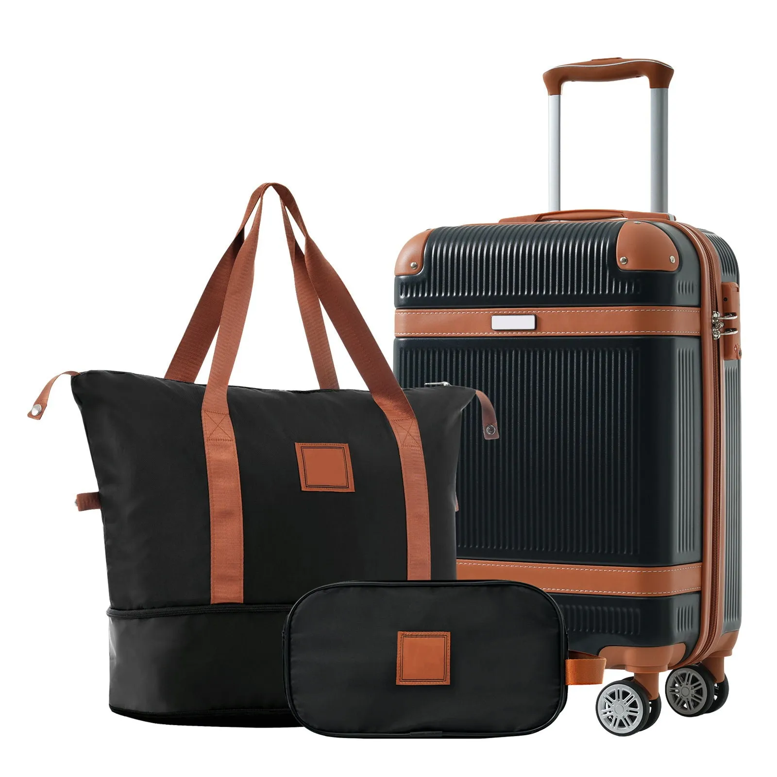 Hardshell Luggage Sets 3 Piece Carry On Suitcase Double Spinner Wheels With Tsa Lock