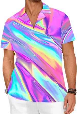 Hawaiian Shirts for Men Button Down Tropical Summer Beach Shirt