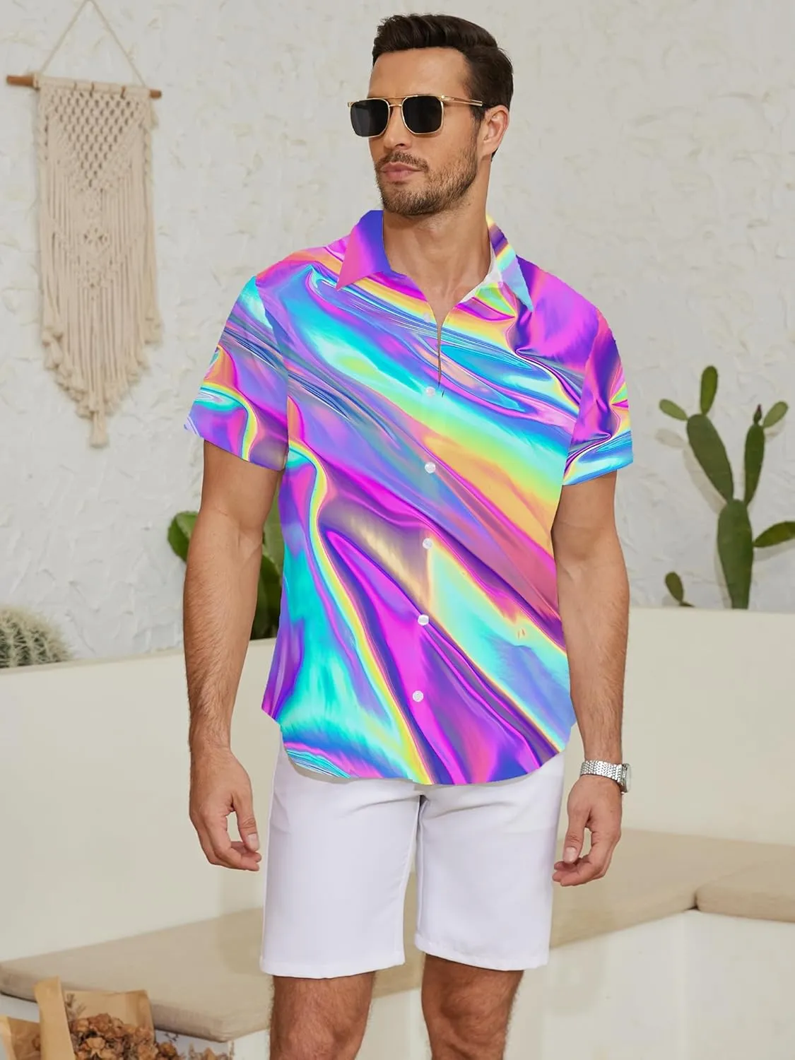 Hawaiian Shirts for Men Button Down Tropical Summer Beach Shirt