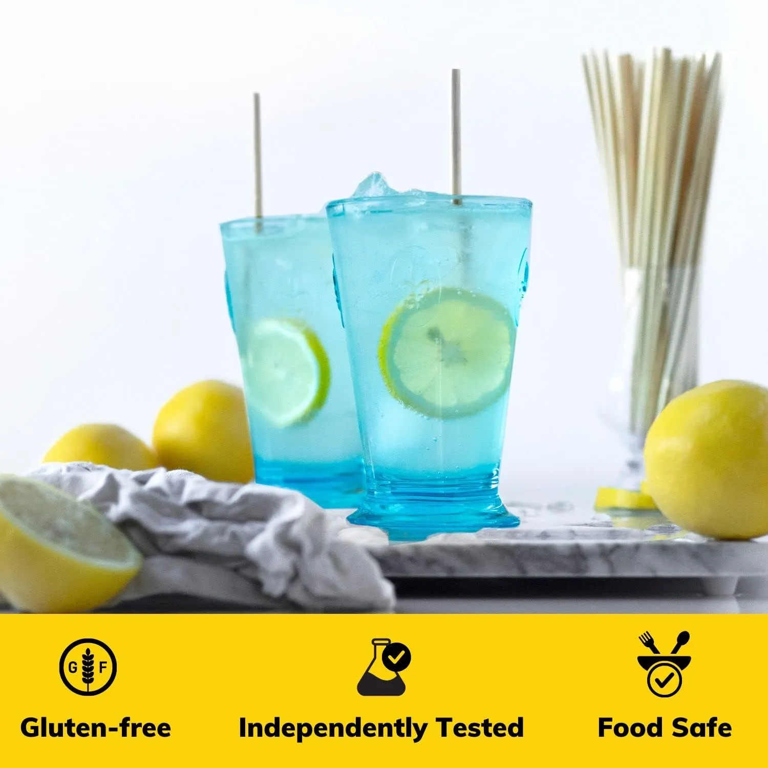 HAY! Straws Tall Drinking Straw | 500ct | 7.75" | 100% Biodegradable, 100% Plant-Based, Never Soggy, Gluten-Free | Sustainable Alternative to Plastic & Bioplastic Straws