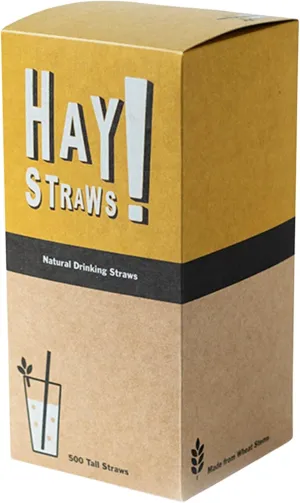 HAY! Straws Tall Drinking Straw | 500ct | 7.75" | 100% Biodegradable, 100% Plant-Based, Never Soggy, Gluten-Free | Sustainable Alternative to Plastic & Bioplastic Straws
