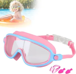 HD Children's Large Frame Waterproof and Anti-fog Swimming Goggles, 2025 New Kids Swim Goggles with Nose Cover