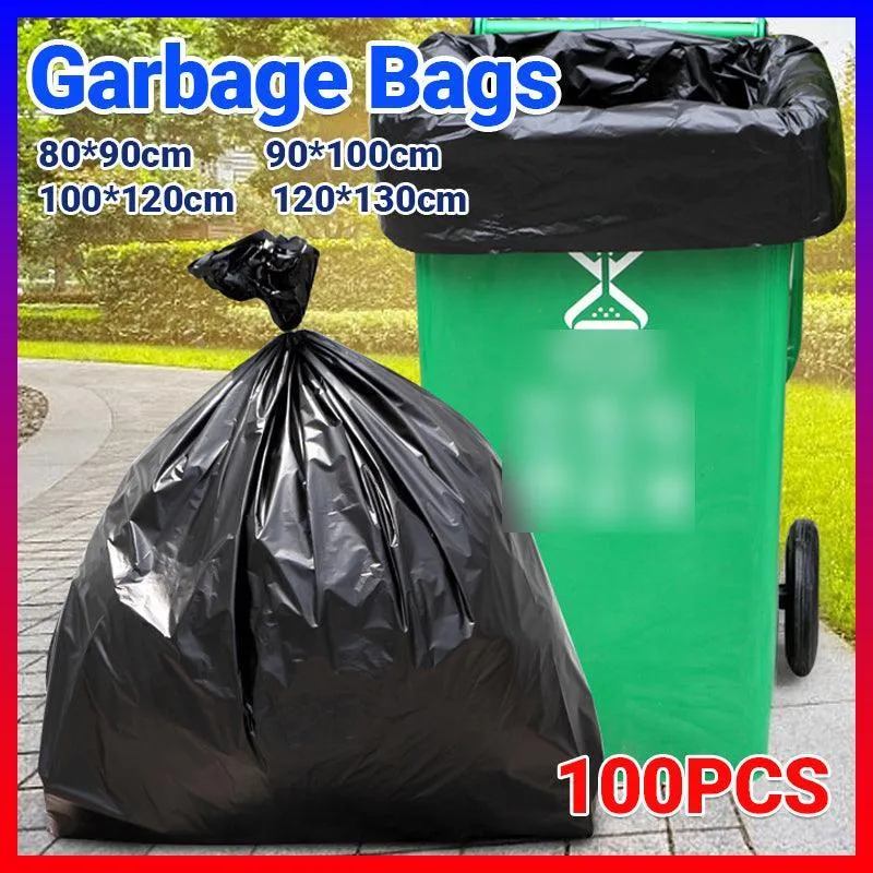 Heavy Duty Bin Liners 100PCS 4Sizes Black Refuse Sacks