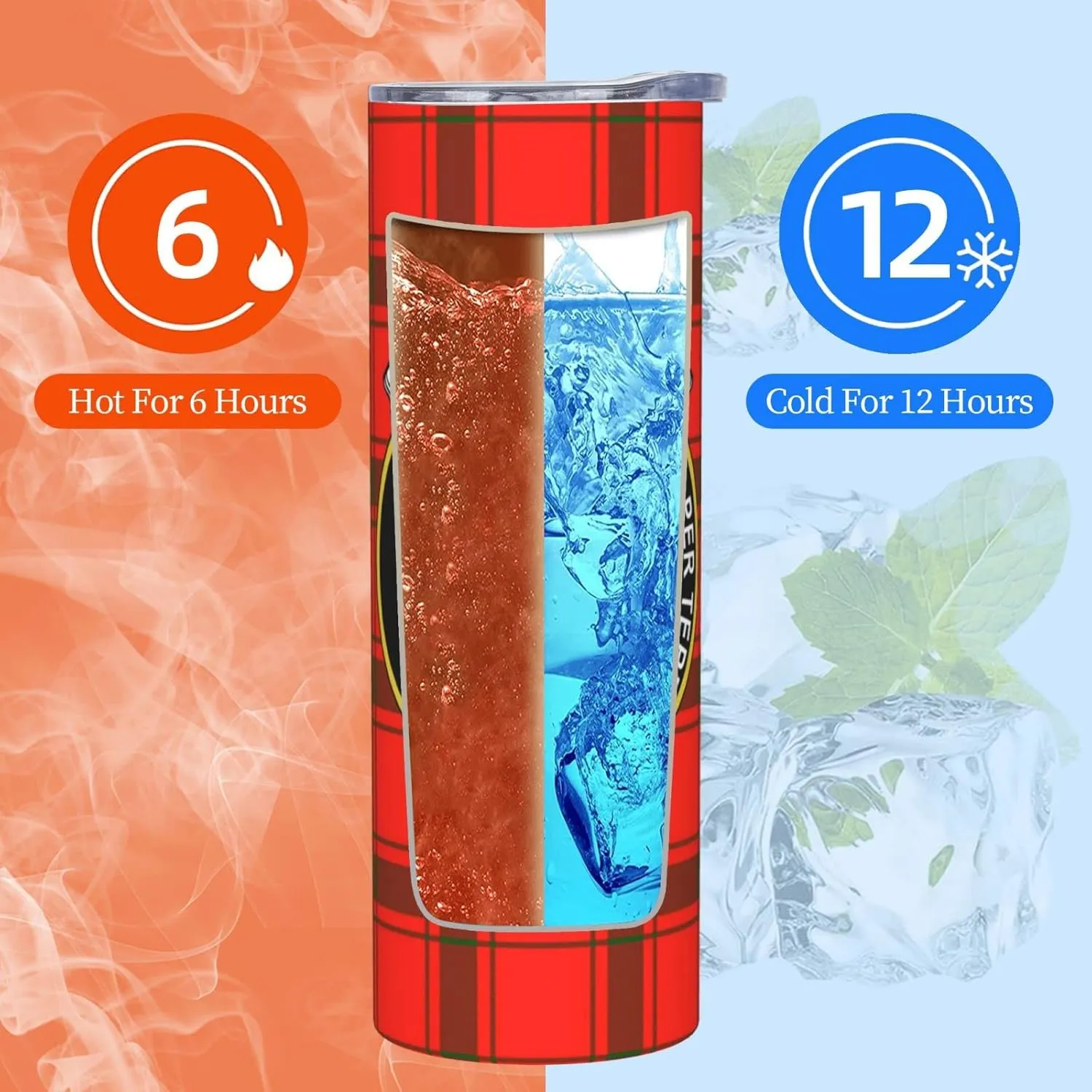 Hei Bai.JZQ Insulated Tumbler with Lids and Straws, MacDonald of Sleat Tartan Clan Badge Stainless Steel Mug Coffee Cup Thermal Travel 20oz