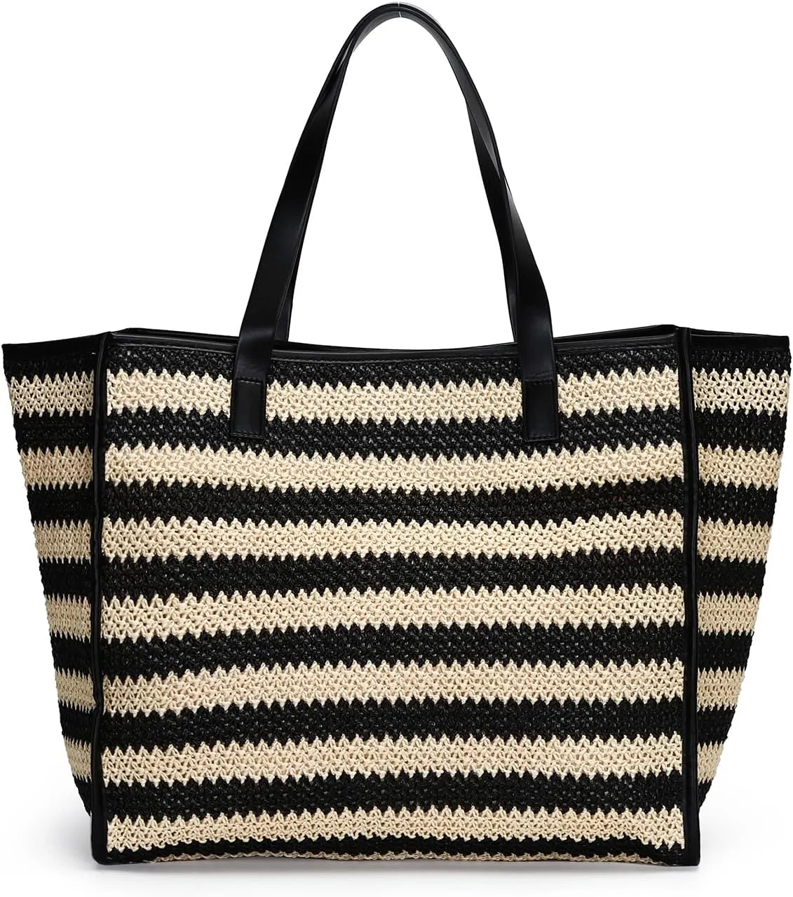 Herald Large Handmade Straw Tote Handbag for Women, Summer Beach Weaving Chic Woven Shoulder Purse Bags for Travel Vacation