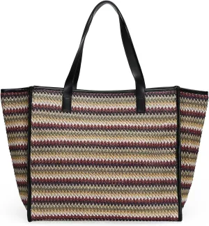 Herald Large Handmade Straw Tote Handbag for Women, Summer Beach Weaving Chic Woven Shoulder Purse Bags for Travel Vacation