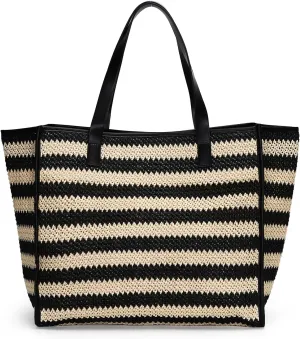 Herald Large Handmade Straw Tote Handbag for Women, Summer Beach Weaving Chic Woven Shoulder Purse Bags for Travel Vacation