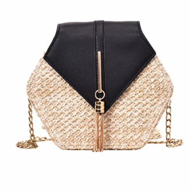 Hexagon Mulit Style Straw leather Handbag Women Summer Rattan Bag Handmade Woven Beach Circle Bohemia Shoulder Bag New Fashion