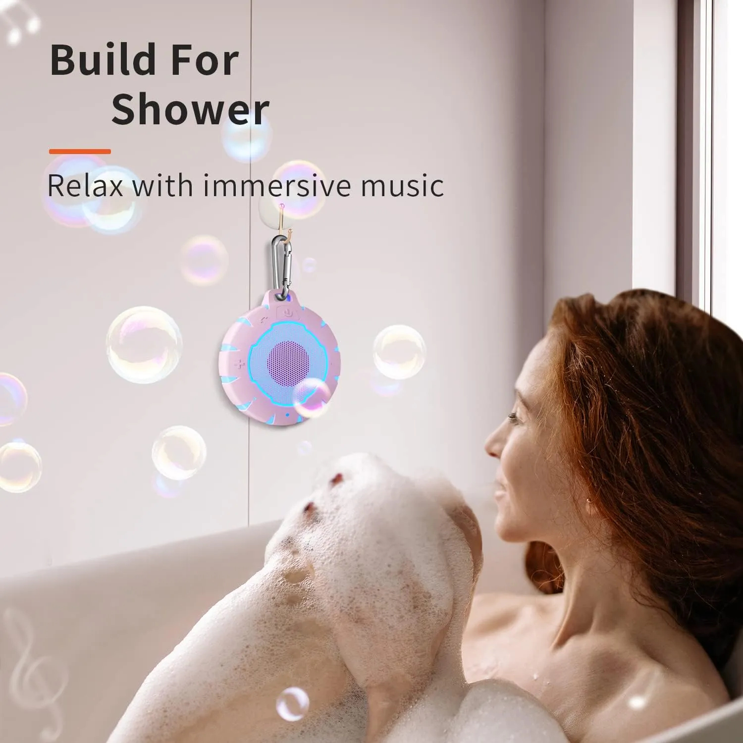 HEYSONG Waterproof Shower Bluetooth Speaker, Durable & Portable with Clear Sound, Ideal for Shower, Pool, Beach & Kayaking – Great Gift for Girls, Women