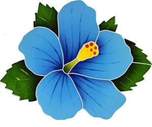 Hibiscus Ceramic Swimming Pool Mosaic (9" x 10", Blue)