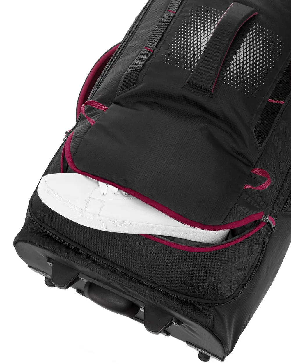 High Sierra Composite V4 wheeled duffle with backpack straps 84cm Black / Red