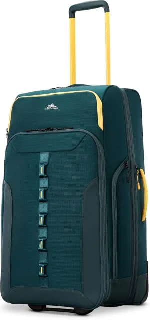 High Sierra Hi-Life 28-Inch Medium Wheeled Duffle - Features Smooth Rolling Wheels, WetPak Pockets, Stack-It Strap, Adjustable Handle, Fleece Pocket, Padded Laptop Sleeve, Expandable - Green/Yellow