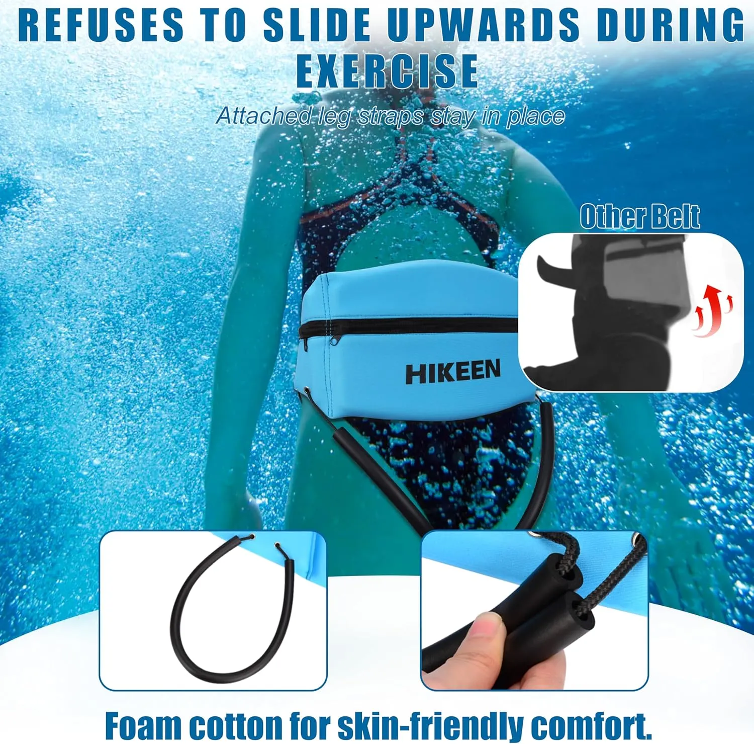 Hikeen Swim Belt for Adults/Kids,Water Aerobics Equipment with Fixing Straps and Zipped Pocket,Adults Pool Exercise Equipment for Pool Exercises and Workouts