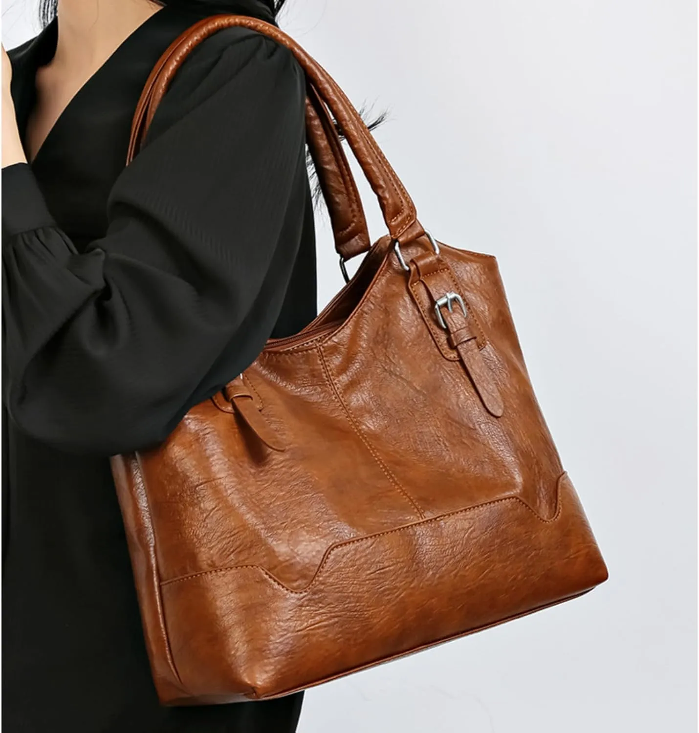 Hobo Bag for Women, Fashion Tote Bag Shoulder Satchel Purses Vegan Leather Large Crossbody Handbag with Guitar Strap