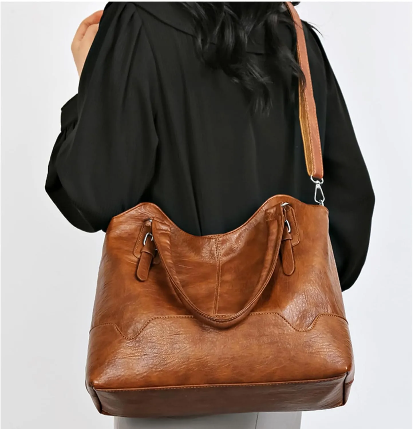 Hobo Bag for Women, Fashion Tote Bag Shoulder Satchel Purses Vegan Leather Large Crossbody Handbag with Guitar Strap