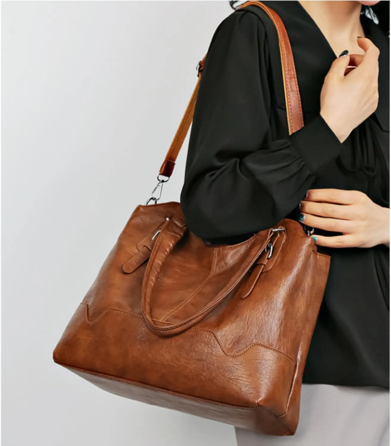 Hobo Bag for Women, Fashion Tote Bag Shoulder Satchel Purses Vegan Leather Large Crossbody Handbag with Guitar Strap