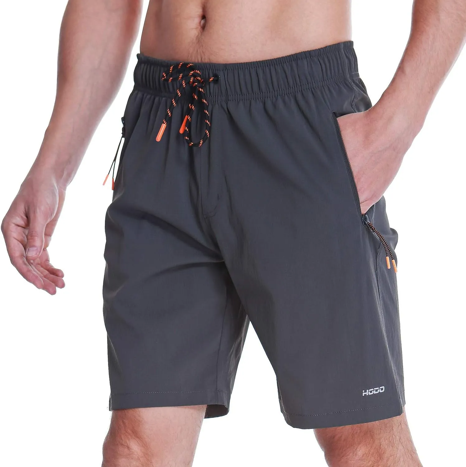 HODOSPORTS Mens No Liner Swim Trunks Quick-Dry with Zipper Pockets
