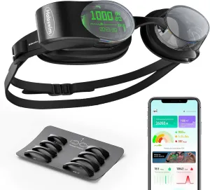 Holoswim Smart Swim Goggles, 2 Pro AR Swimming Goggles, Digital HD Real-time Display, AI Data Analysis in APP, Pro Training Template, Nano Anti-Fog IPX8 Waterproof, Apple & Garmin Swim Watch Support