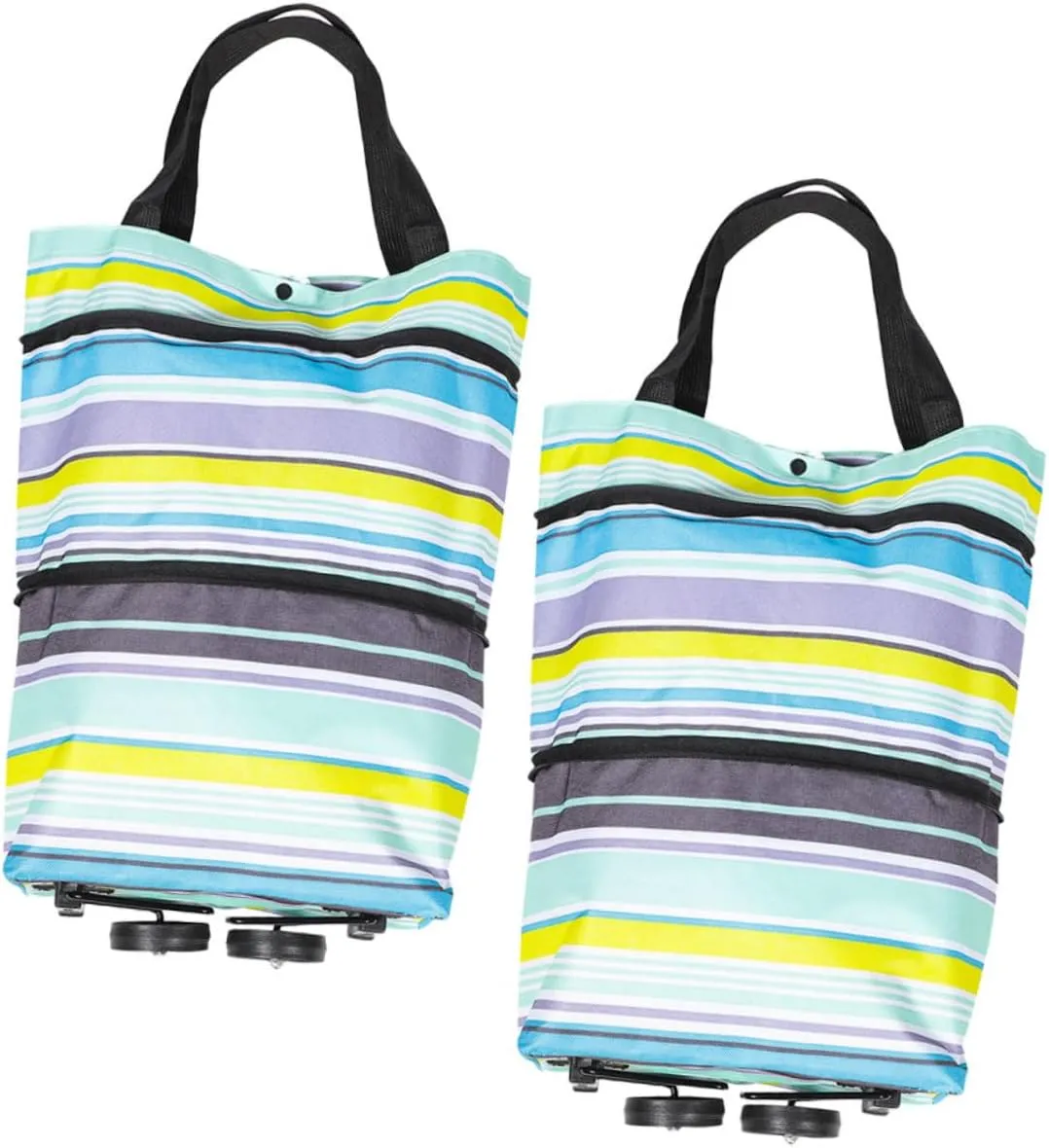 Homoyoyo Shopping Bag Wheels Pull Handle Pcs Folding Trolley Tote Bag Wheels Compact for Easy Storage Carry