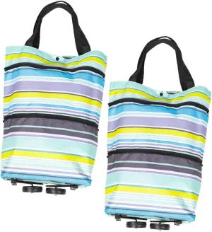 Homoyoyo Shopping Bag Wheels Pull Handle Pcs Folding Trolley Tote Bag Wheels Compact for Easy Storage Carry