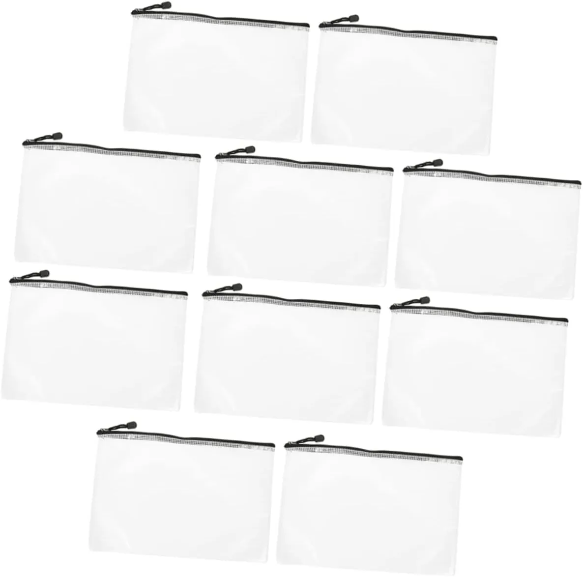 HOMSFOU 15pcs Black Mesh Zipper Pouch File Carrying Bag PVC Document Storage Bag Mesh Bag Zipper Easy to Carry Organize