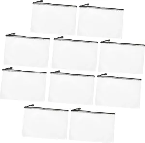 HOMSFOU 15pcs Black Mesh Zipper Pouch File Carrying Bag PVC Document Storage Bag Mesh Bag Zipper Easy to Carry Organize