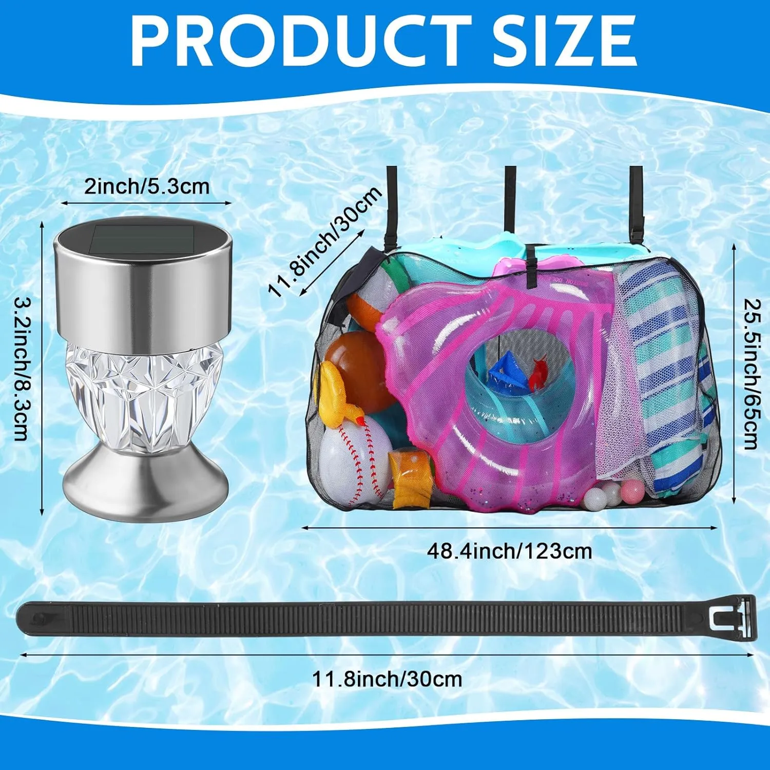 Honoson 12 Pcs Stainless Steel Solar Pool Lights for Above Ground Pools with 2 Hanging Storage Bag Waterproof Frame Swimming Pool Accessories(14 Pcs, Colorful Light)