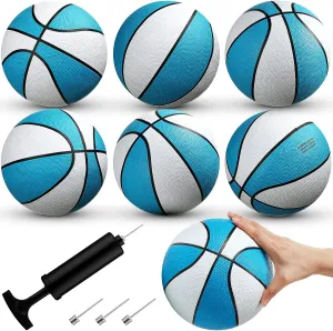 Honoson 6 Pack Water Pool Basketball Swimming Pool Rubber Waterproof Basketball for Summer Lake Party Favors(7 Inch,Light Blue)