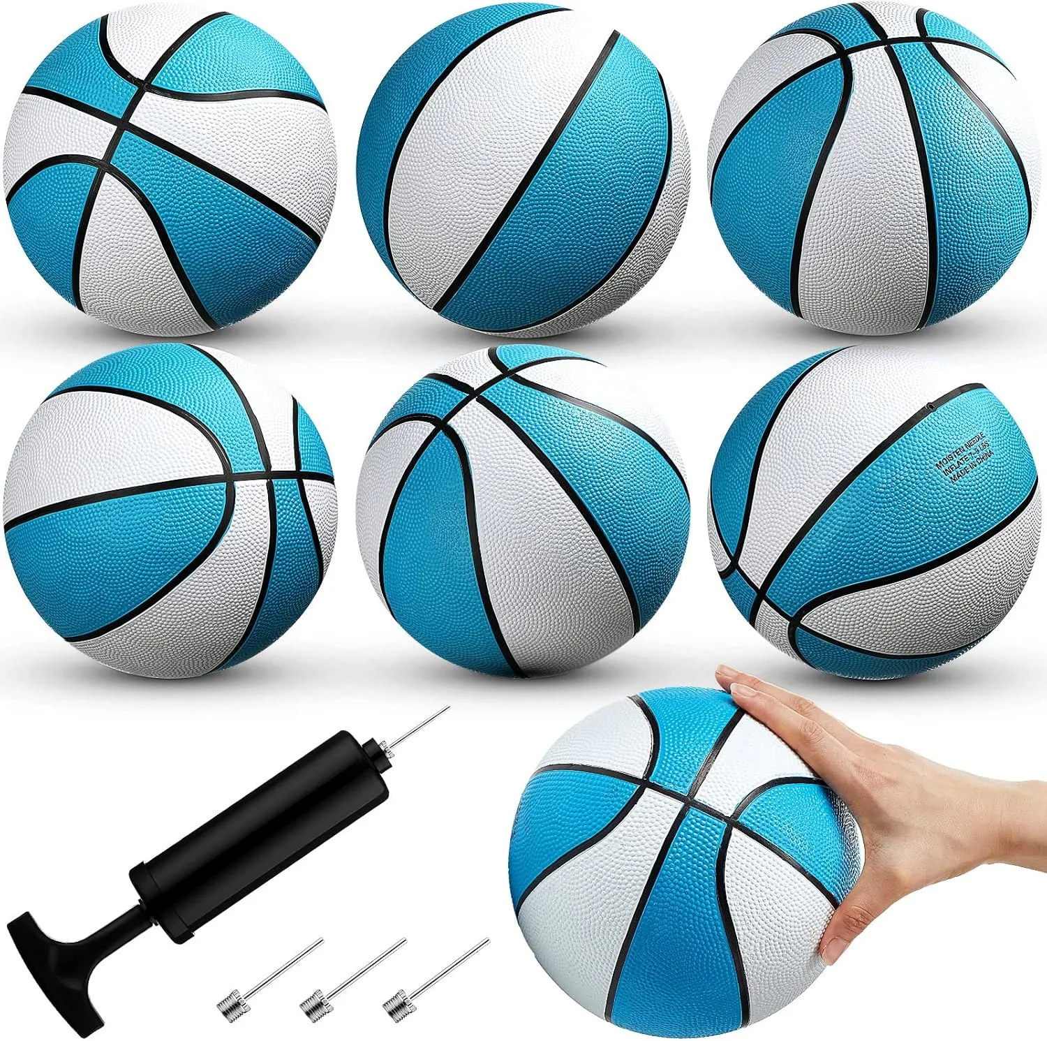 Honoson 6 Pack Water Pool Basketball Swimming Pool Rubber Waterproof Basketball for Summer Lake Party Favors(7 Inch,Light Blue)