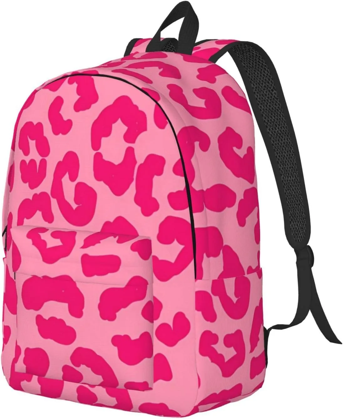 Hot Pinks Cheetah Aesthetic Canvas Backpacks Laptop Backpack Multipurpose Double Shoulder Bag for Men Women Gifts Small