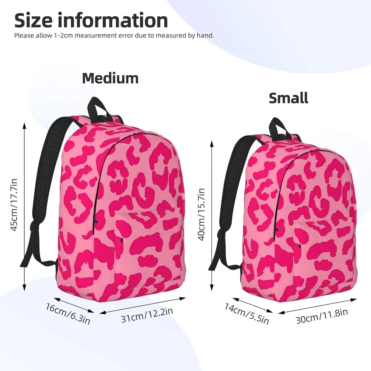 Hot Pinks Cheetah Aesthetic Canvas Backpacks Laptop Backpack Multipurpose Double Shoulder Bag for Men Women Gifts Small