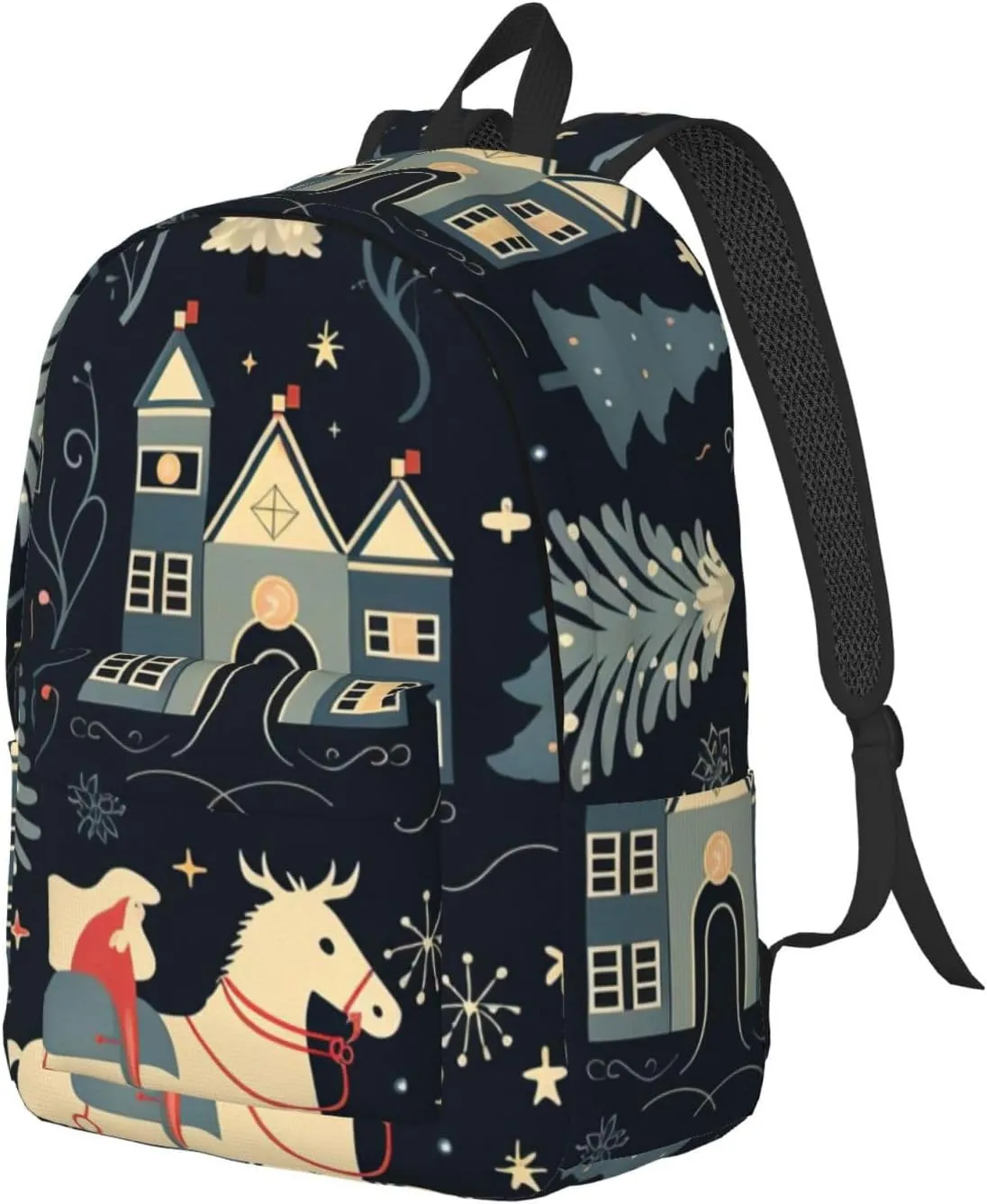 house deer tree christmas Canvas Casual Lightweight Duffel Bag, Fashion Duffel Bag, Unisex Travel Backpack