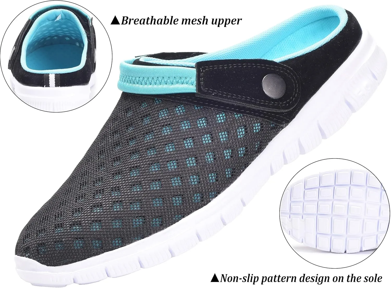 Hsyooes Mens Womens Mules & Clogs Garden Shoes Summer Breathable Mesh Slippers Non-Slip Outdoor Beach Sandals Unisex