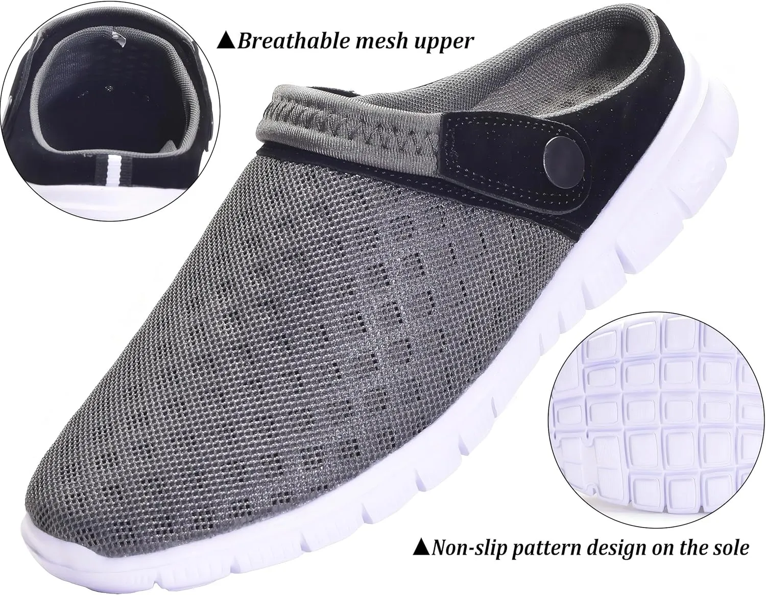 Hsyooes Mens Womens Mules & Clogs Garden Shoes Summer Breathable Mesh Slippers Non-Slip Outdoor Beach Sandals Unisex