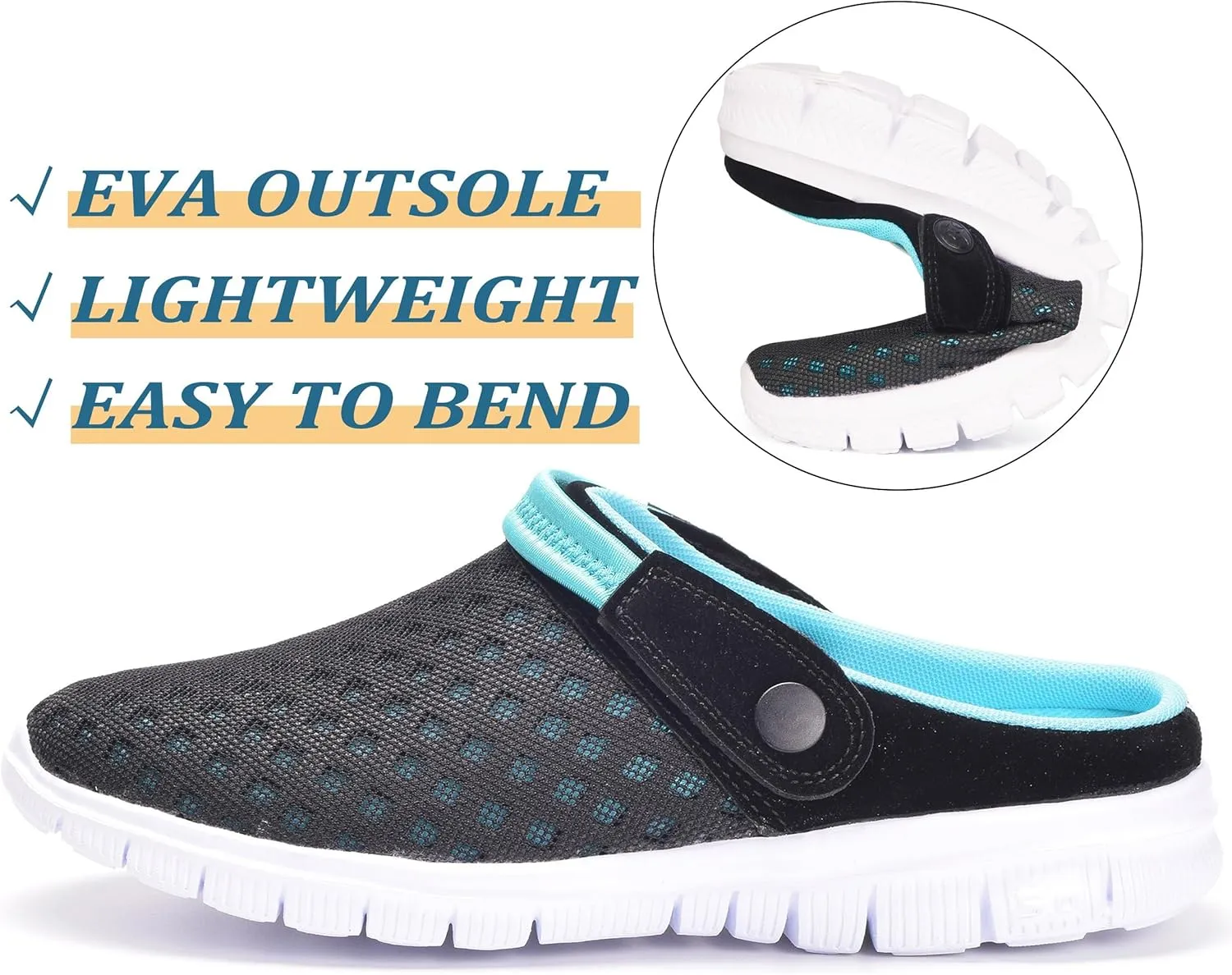 Hsyooes Mens Womens Mules & Clogs Garden Shoes Summer Breathable Mesh Slippers Non-Slip Outdoor Beach Sandals Unisex