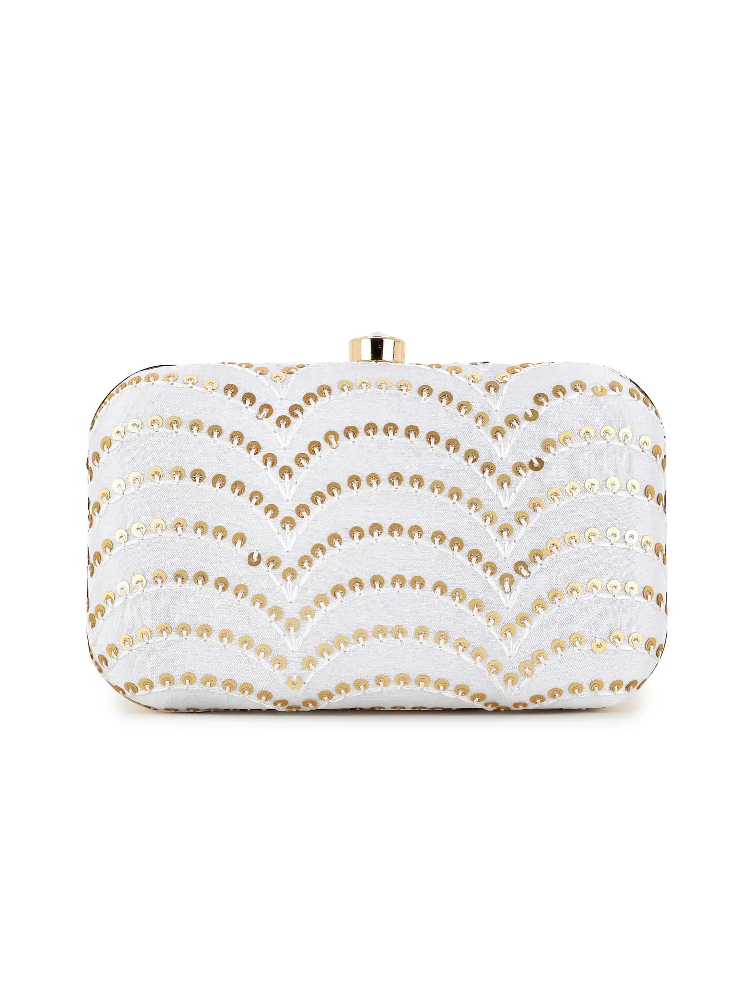 Hue Faux Silk Sequined Clutch