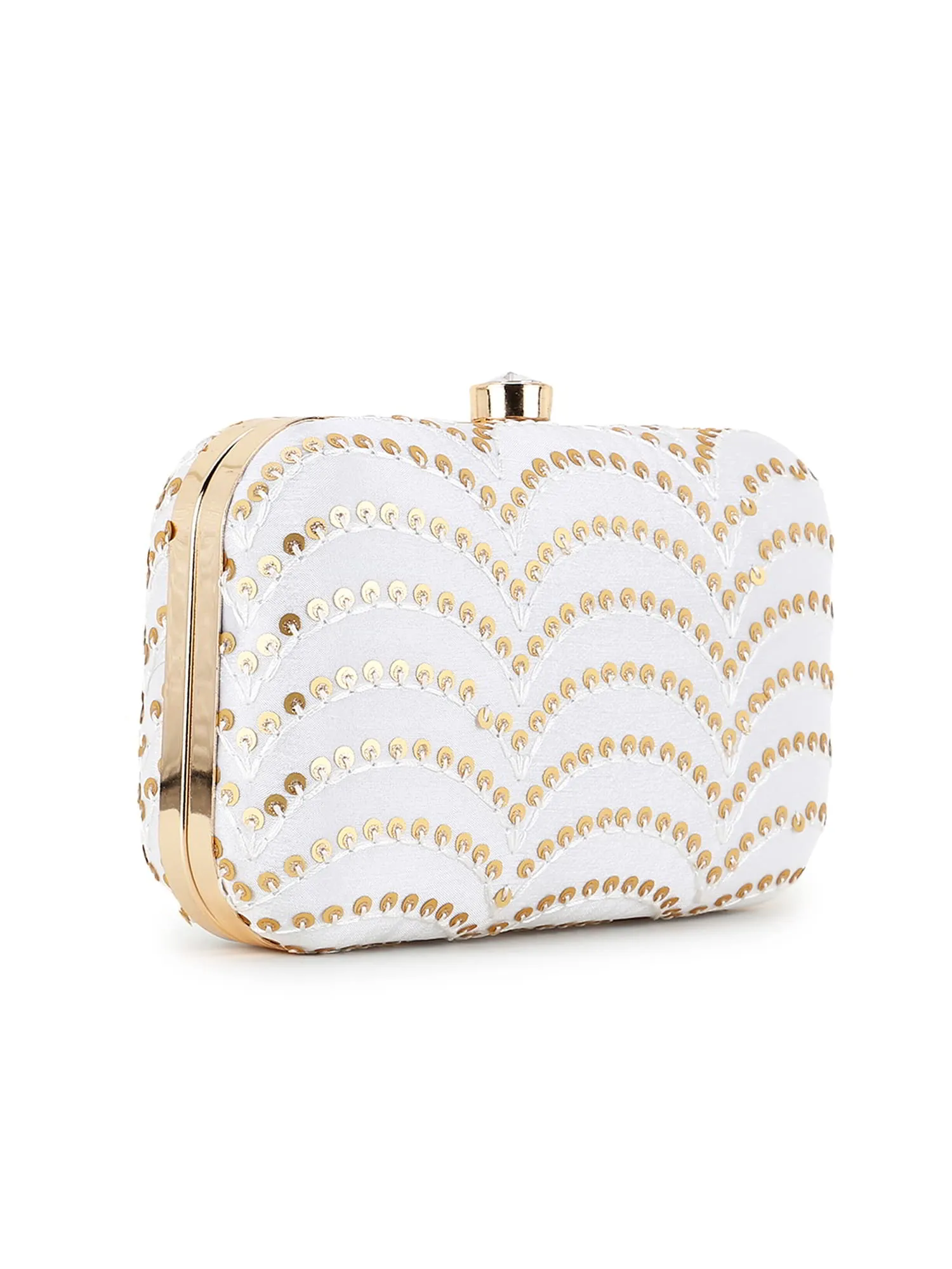 Hue Faux Silk Sequined Clutch