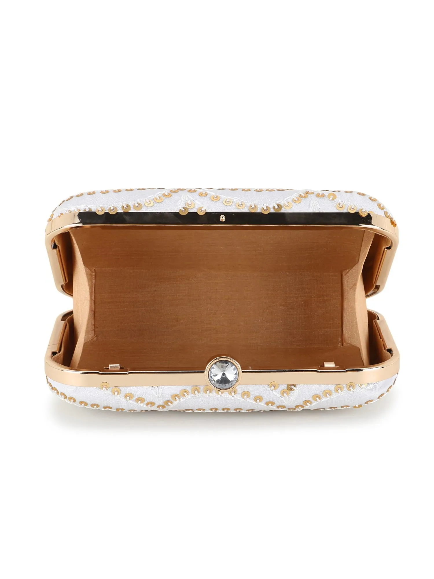 Hue Faux Silk Sequined Clutch