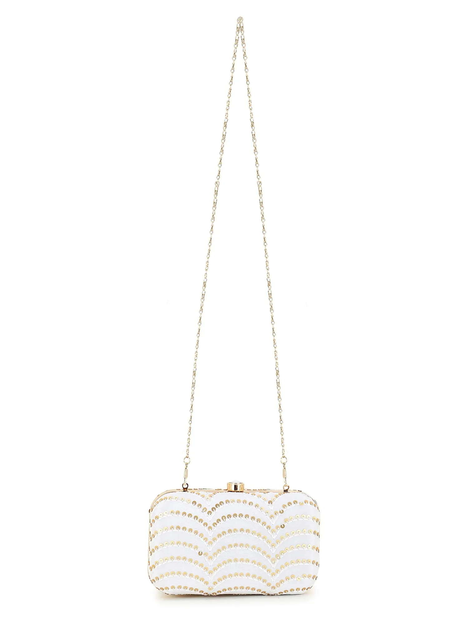 Hue Faux Silk Sequined Clutch
