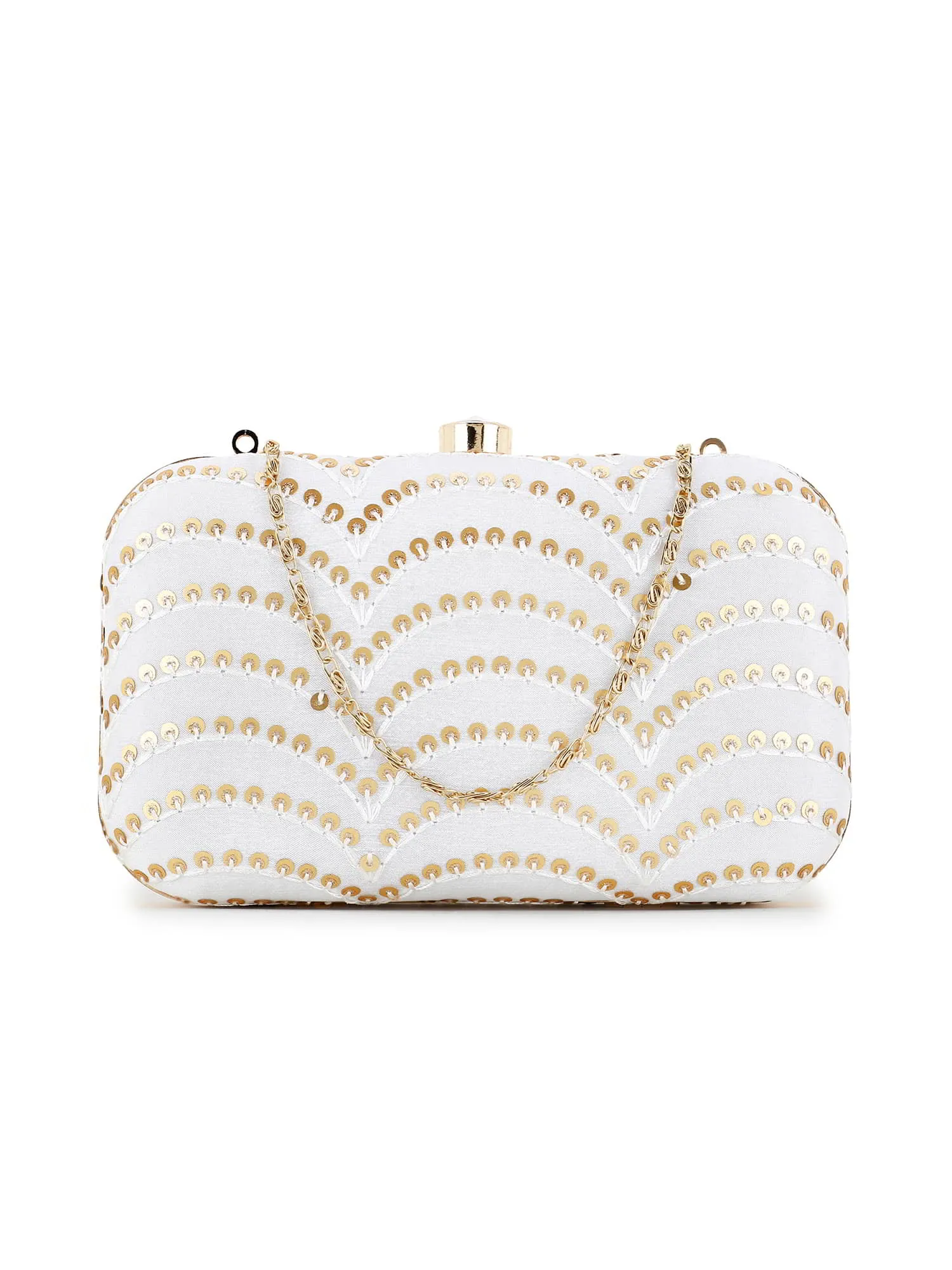 Hue Faux Silk Sequined Clutch