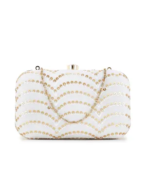 Hue Faux Silk Sequined Clutch