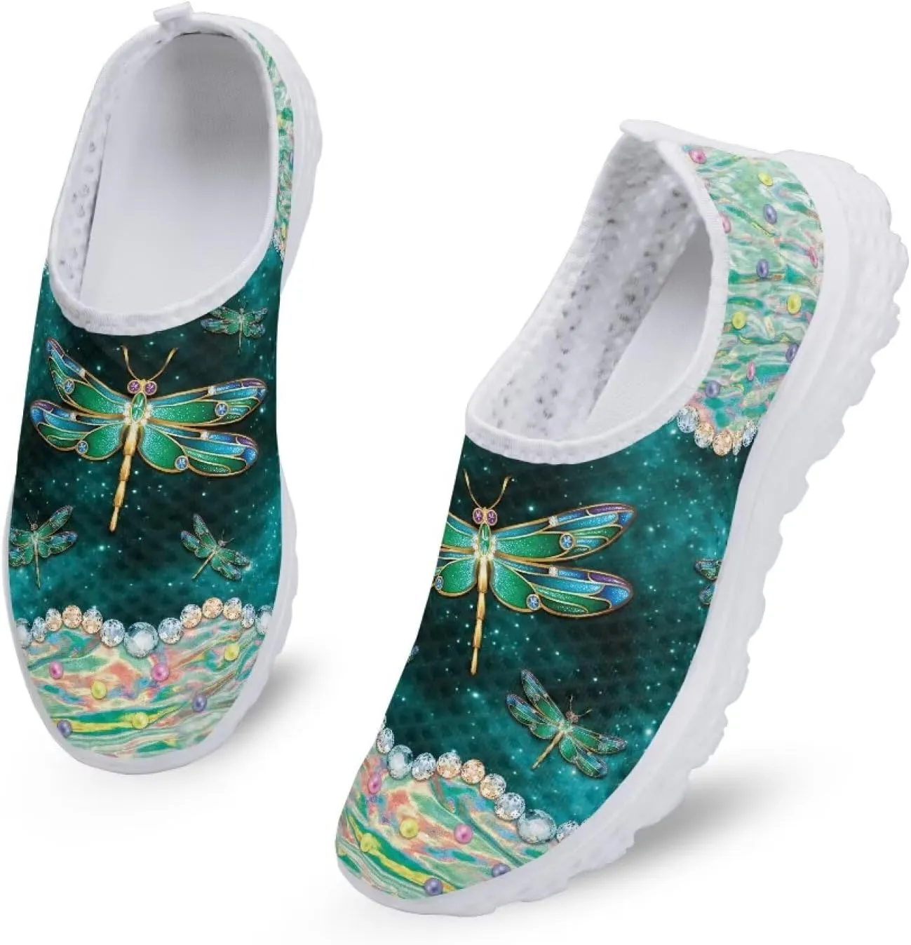 HUGS IDEA Women's Floral Mesh Slip on Shoes