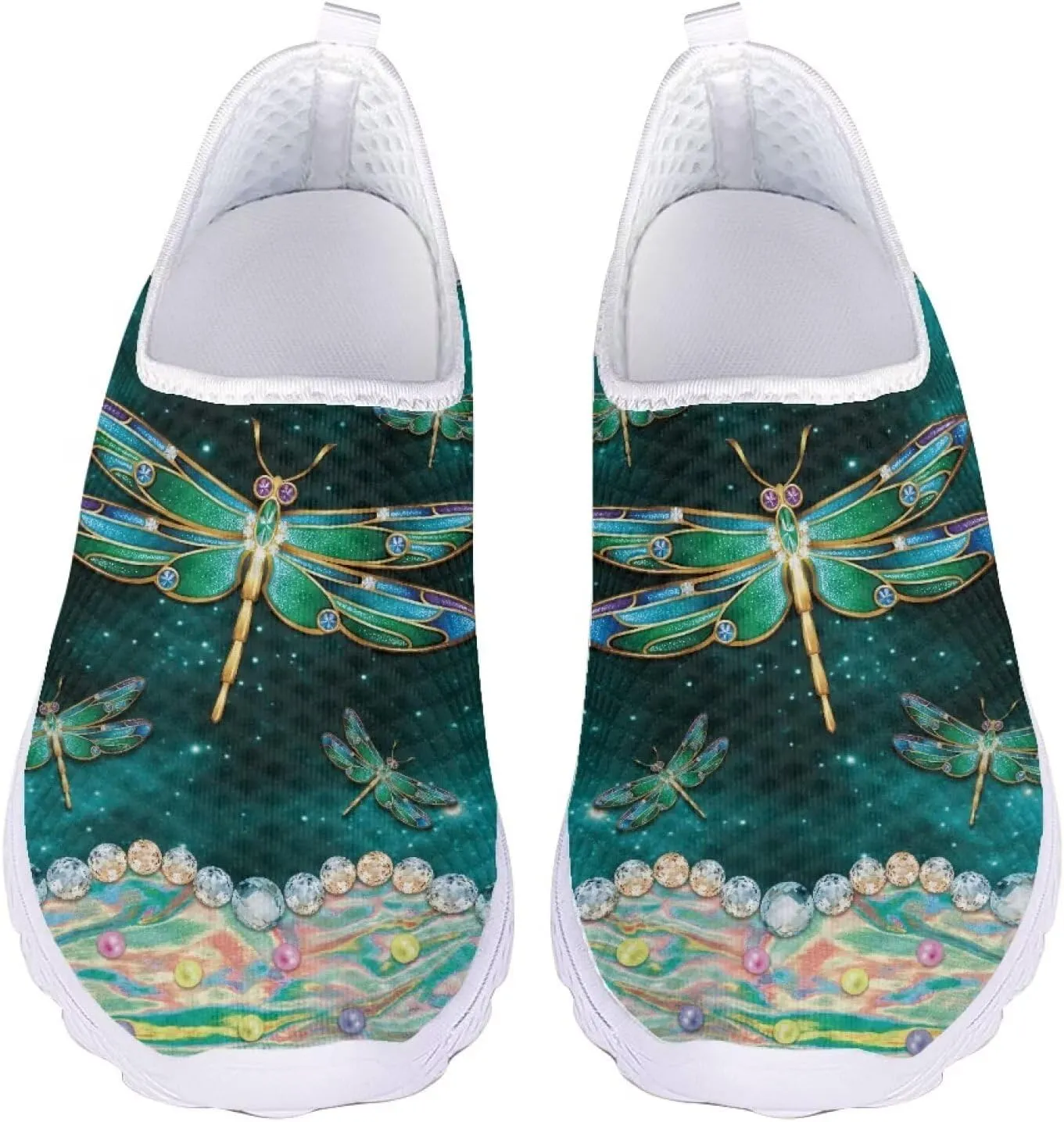 HUGS IDEA Women's Floral Mesh Slip on Shoes